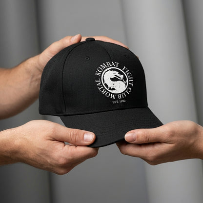 Mortal Kombat Fight Club Vintage Dragon Graphic Baseball Cap - Est 1992 Gaming Cap (Black)