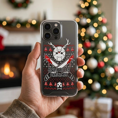Have A Killer Christmas Horror Mask Graphic Clear Case Funny Holiday Protective Phone Cover for iPhone