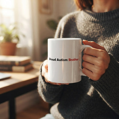 Autism Awareness Sibling Support Graphic Ceramic Cup – Proud Brother and Sister Advocacy Drinkware