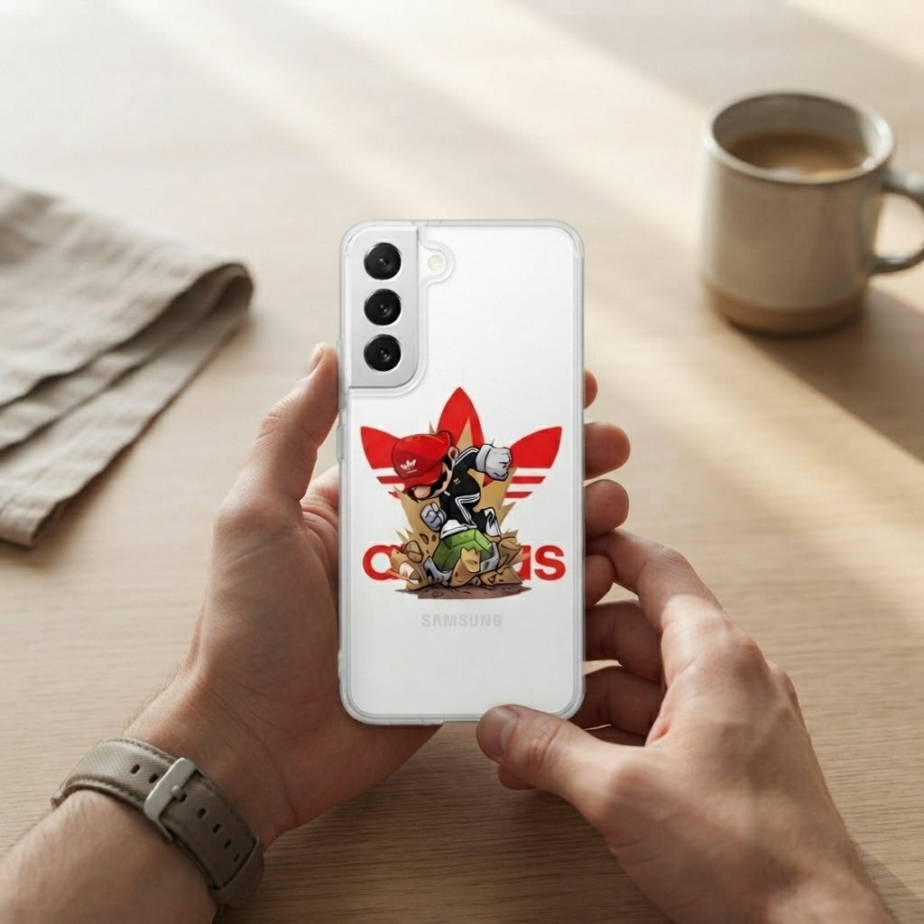 Streetwear Mario Action x Adidas Clear Phone Case for Samsung Galaxy