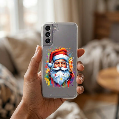 Colorful Watercolor Santa Claus Christmas Clear Case for Samsung Galaxy | Festive Art Phone Cover