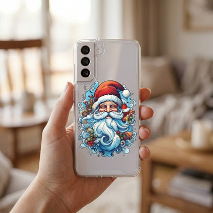 Artistic Santa Claus Christmas Clear Case for Samsung Galaxy | Festive Graphic Phone Cover