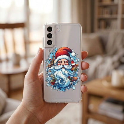 Artistic Santa Claus Christmas Clear Case for Samsung Galaxy | Festive Graphic Phone Cover