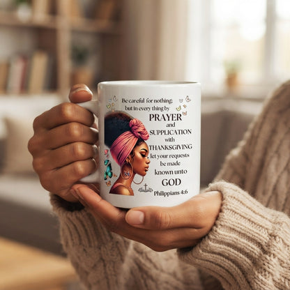 Black Girl Magic Bible Verse Ceramic Coffee Mug, Inspirational Scripture Gift Mug 11oz
