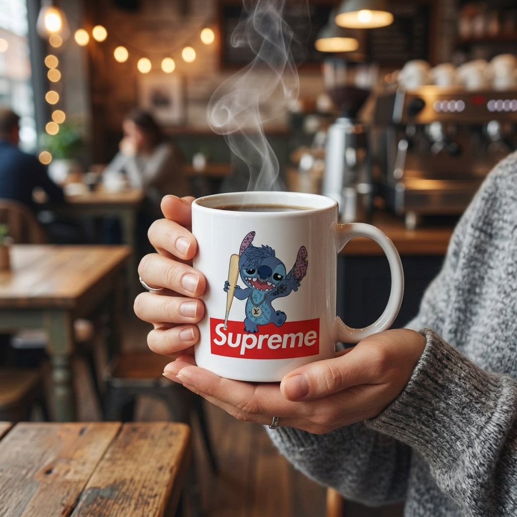 Edgy Stitch Streetwear Red Box Logo Vinyl Decal – Waterproof Artwork for Mugs