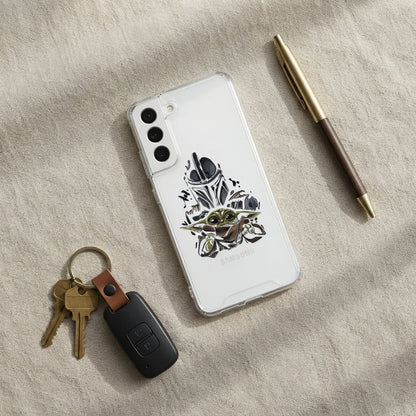 Samsung Clear Phone Case - Baby Yoda & Mandalorian Sci-Fi Graphic Cover