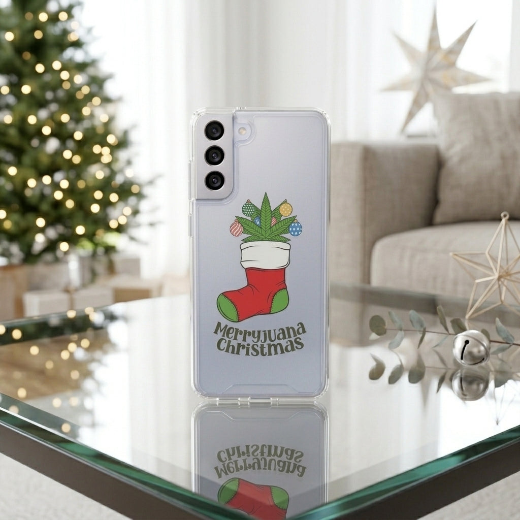 Merryjuana Christmas Stocking Clear Case for Samsung Galaxy | Funny Weed Holiday Phone Cover
