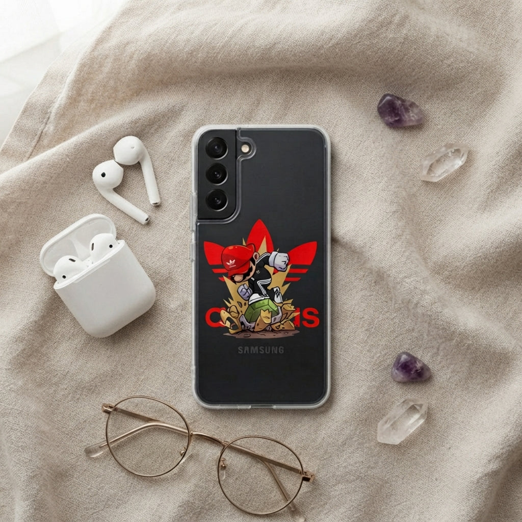 Streetwear Mario Action x Adidas Clear Phone Case for Samsung Galaxy
