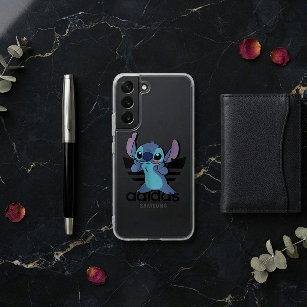 Cute Stitch x Adidas Clear Phone Case for Samsung Galaxy