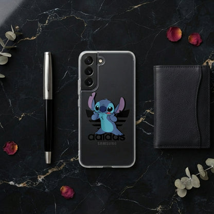 Cute Stitch x Adidas Clear Phone Case for Samsung Galaxy