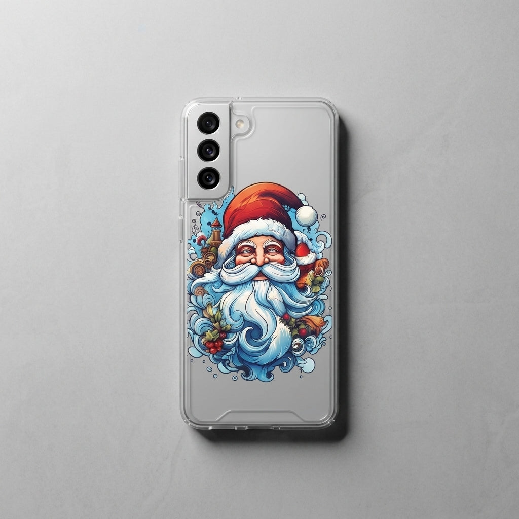 Artistic Santa Claus Christmas Clear Case for Samsung Galaxy | Festive Graphic Phone Cover