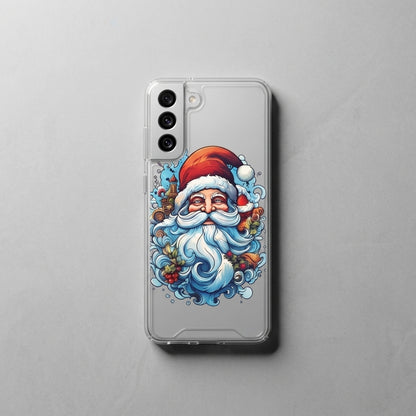 Artistic Santa Claus Christmas Clear Case for Samsung Galaxy | Festive Graphic Phone Cover