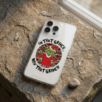 I'm That Grinch Graphic Clear Case Leopard Pattern Christmas Holiday Protective Phone Cover for iPhone