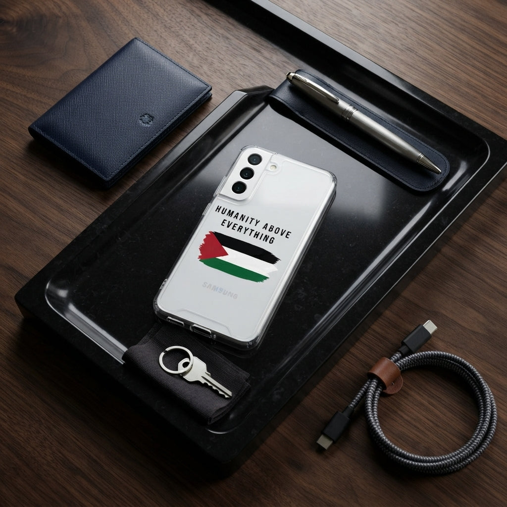 Samsung Clear Phone Case - Humanity Above Everything Palestine Flag Graphic Cover