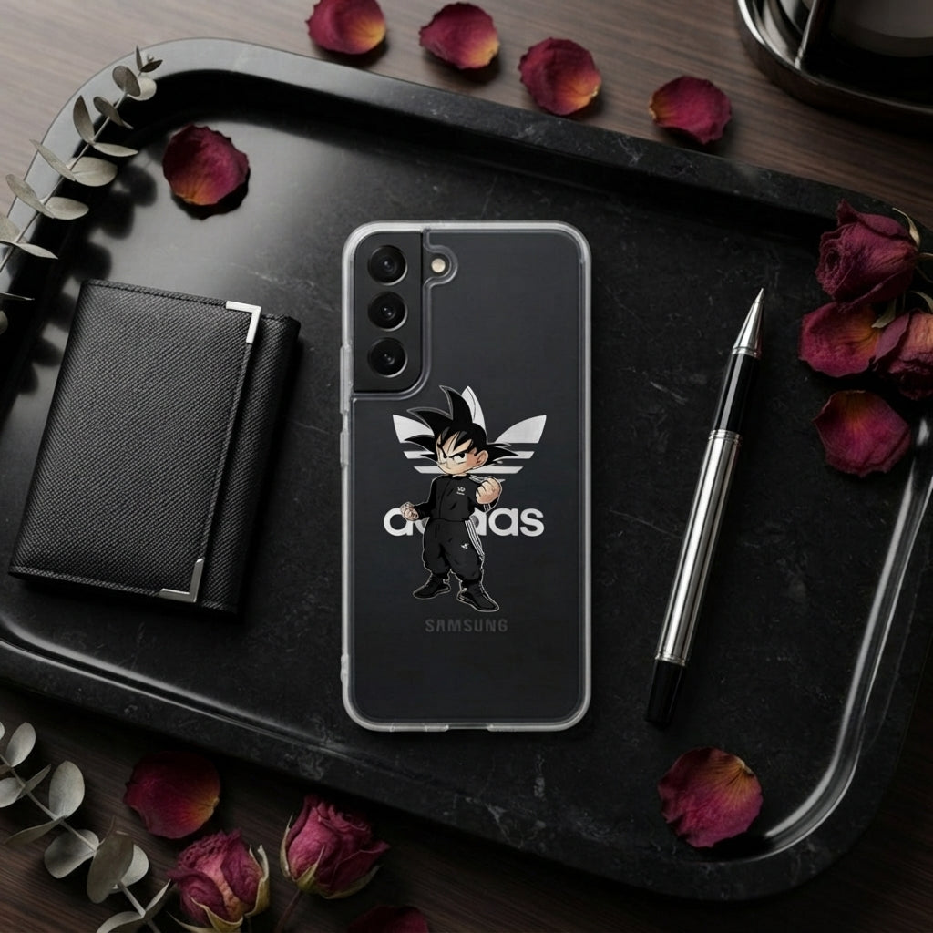 Anime Kid Goku Streetwear x Adidas Clear Phone Case for Samsung Galaxy
