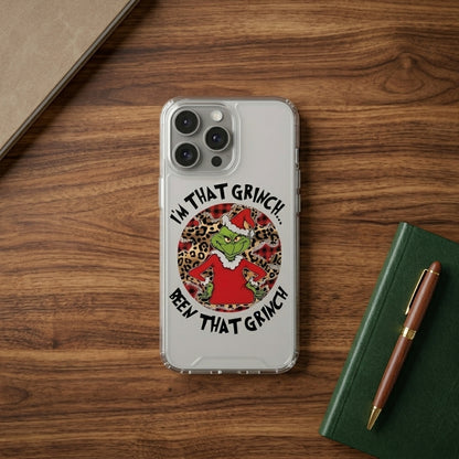 I'm That Grinch Graphic Clear Case Leopard Pattern Christmas Holiday Protective Phone Cover for iPhone