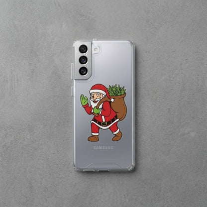 Winking Santa Weed Bag Christmas Clear Case for Samsung Galaxy | Funny Holiday Cover
