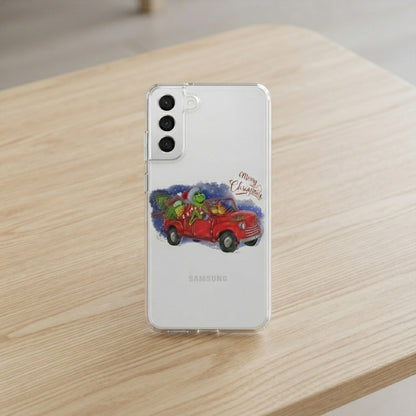 Grinch Driving Red Vintage Truck Christmas Clear Case for Samsung Galaxy | Festive Holiday Phone Cover