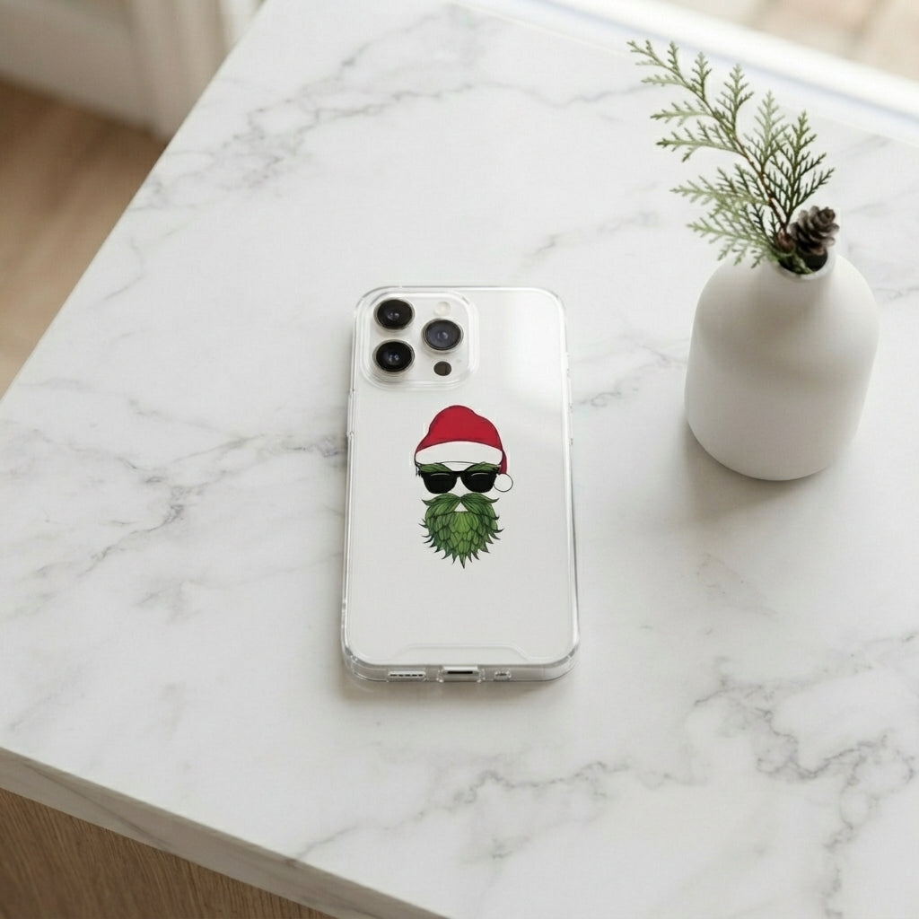 Cool Santa in Sunglasses Graphic Clear Case Funny Christmas Holiday Protective Phone Cover for iPhone