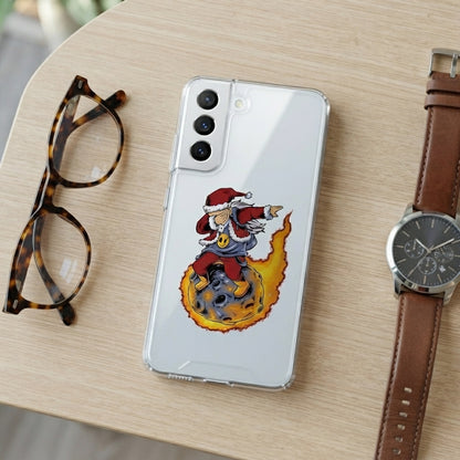 Dabbing Santa Riding Flaming Meteor Christmas Clear Case for Samsung Galaxy | Cool Graphic Phone Cover