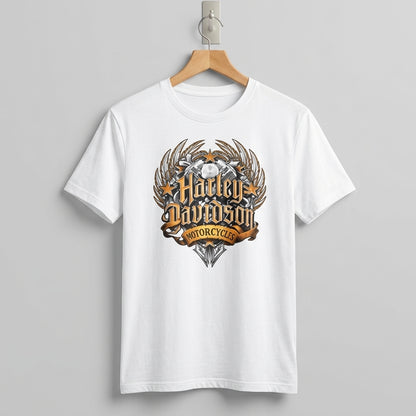 Vintage V-Twin Engine Winged Crest Graphic T-Shirt