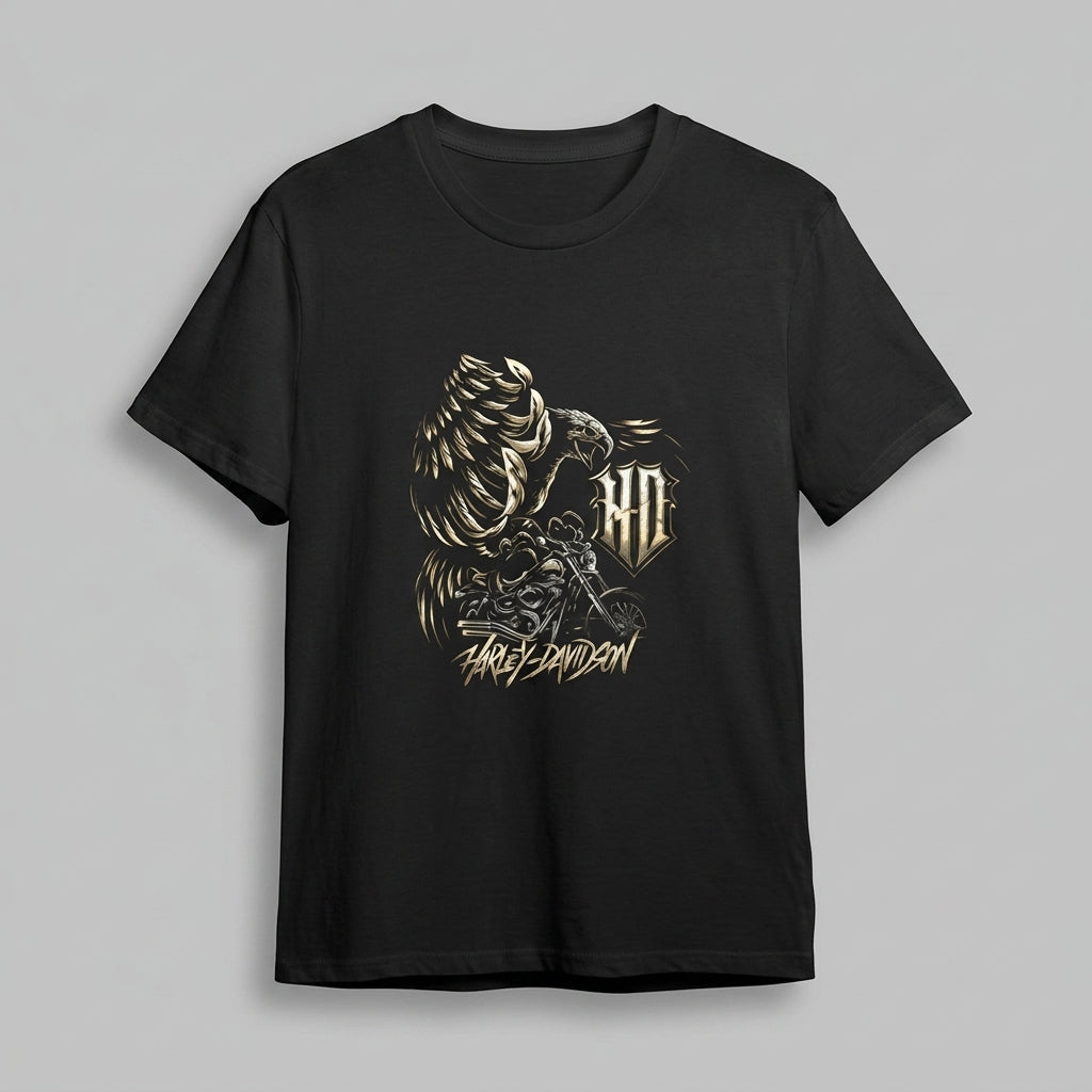 Vintage Golden Eagle Chopper Motorcycle Graphic T-Shirt