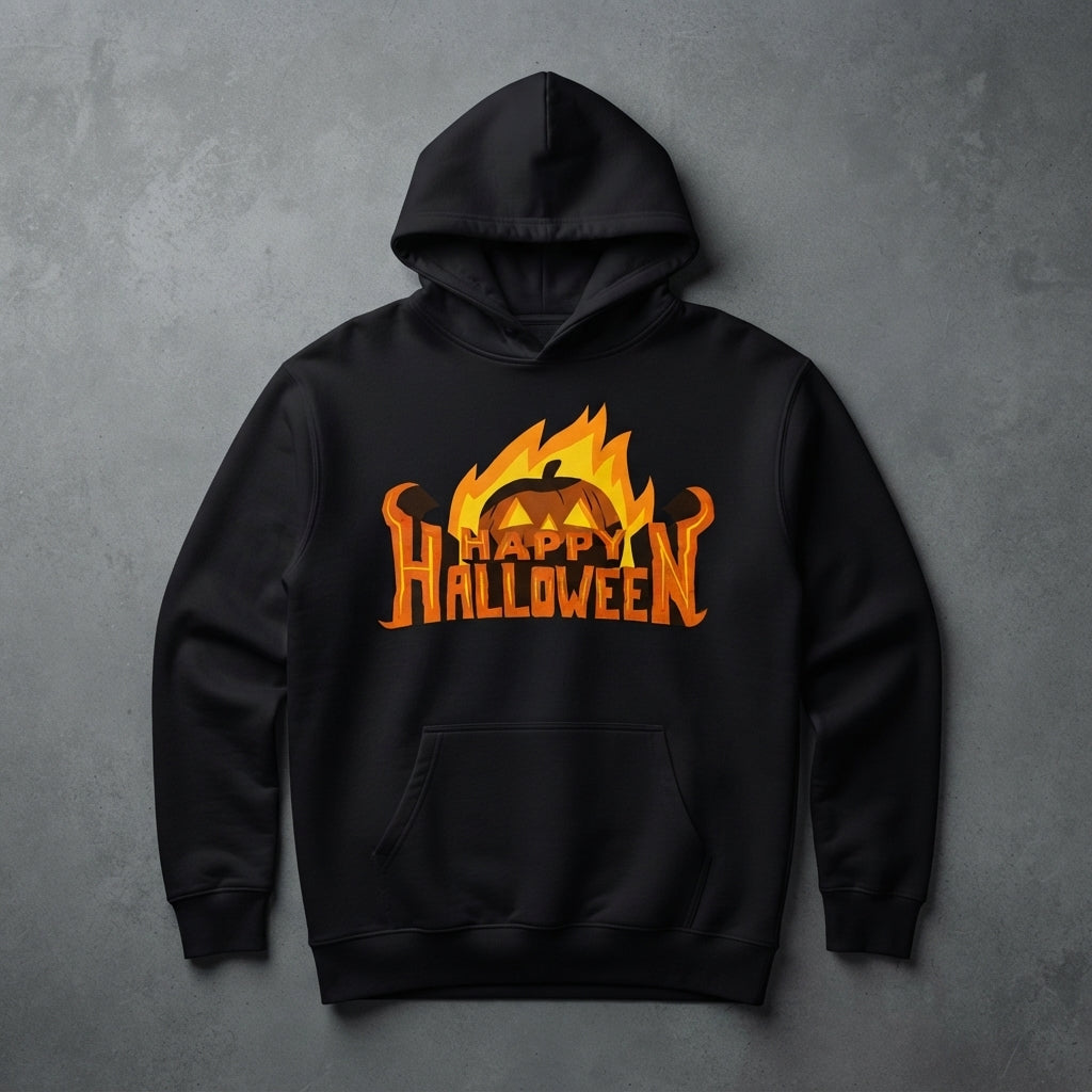 Fiery Happy Halloween Pumpkin Hoodie – Matching Group Halloween Pullover