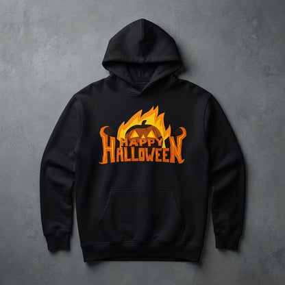 Fiery Happy Halloween Pumpkin Hoodie – Matching Group Halloween Pullover