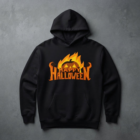 Fiery Happy Halloween Pumpkin Hoodie – Matching Group Halloween Pullover