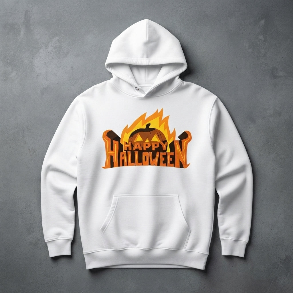 Fiery Happy Halloween Pumpkin Hoodie – Matching Group Halloween Pullover
