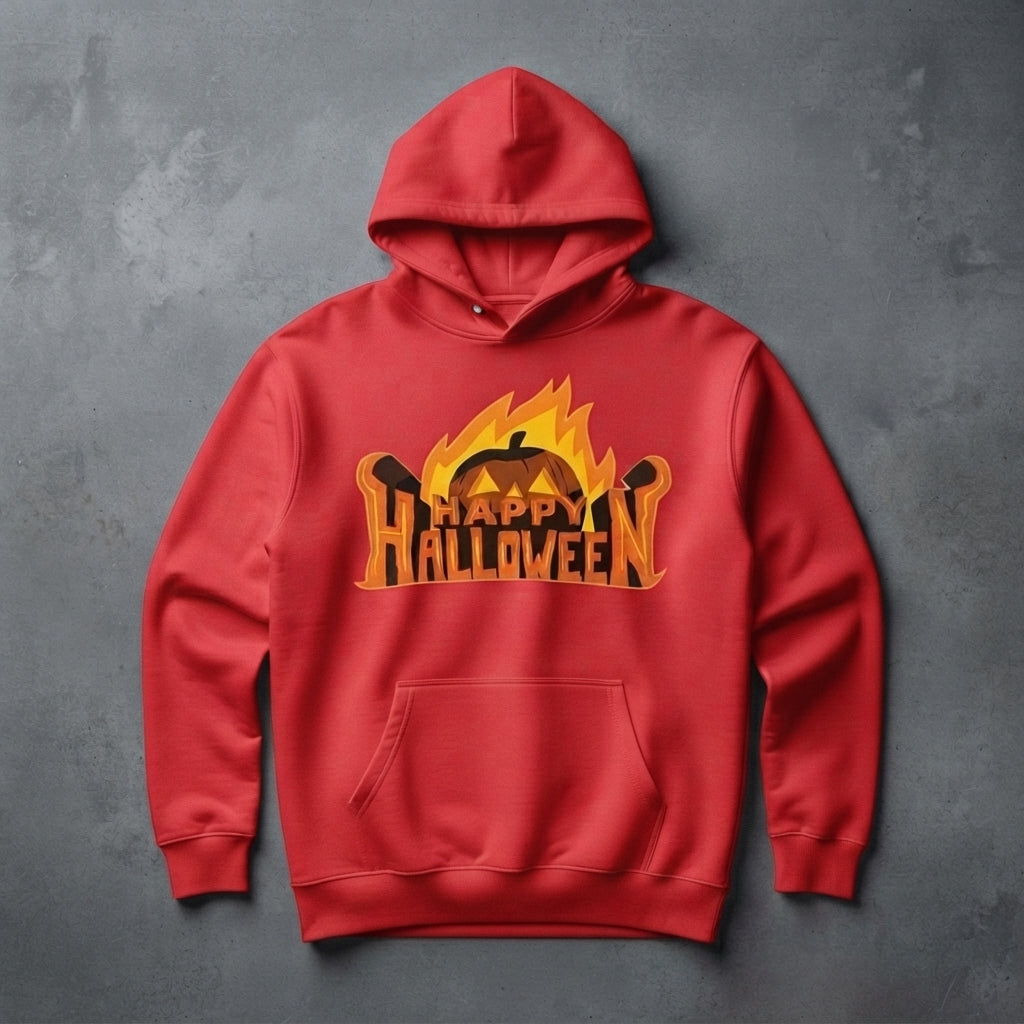 Fiery Happy Halloween Pumpkin Hoodie – Matching Group Halloween Pullover