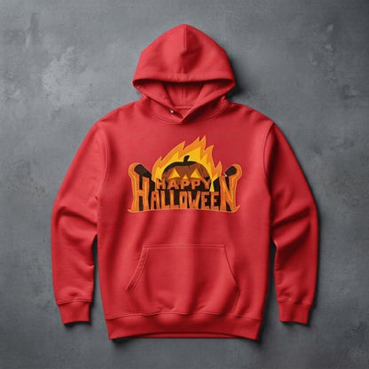 Fiery Happy Halloween Pumpkin Hoodie – Matching Group Halloween Pullover