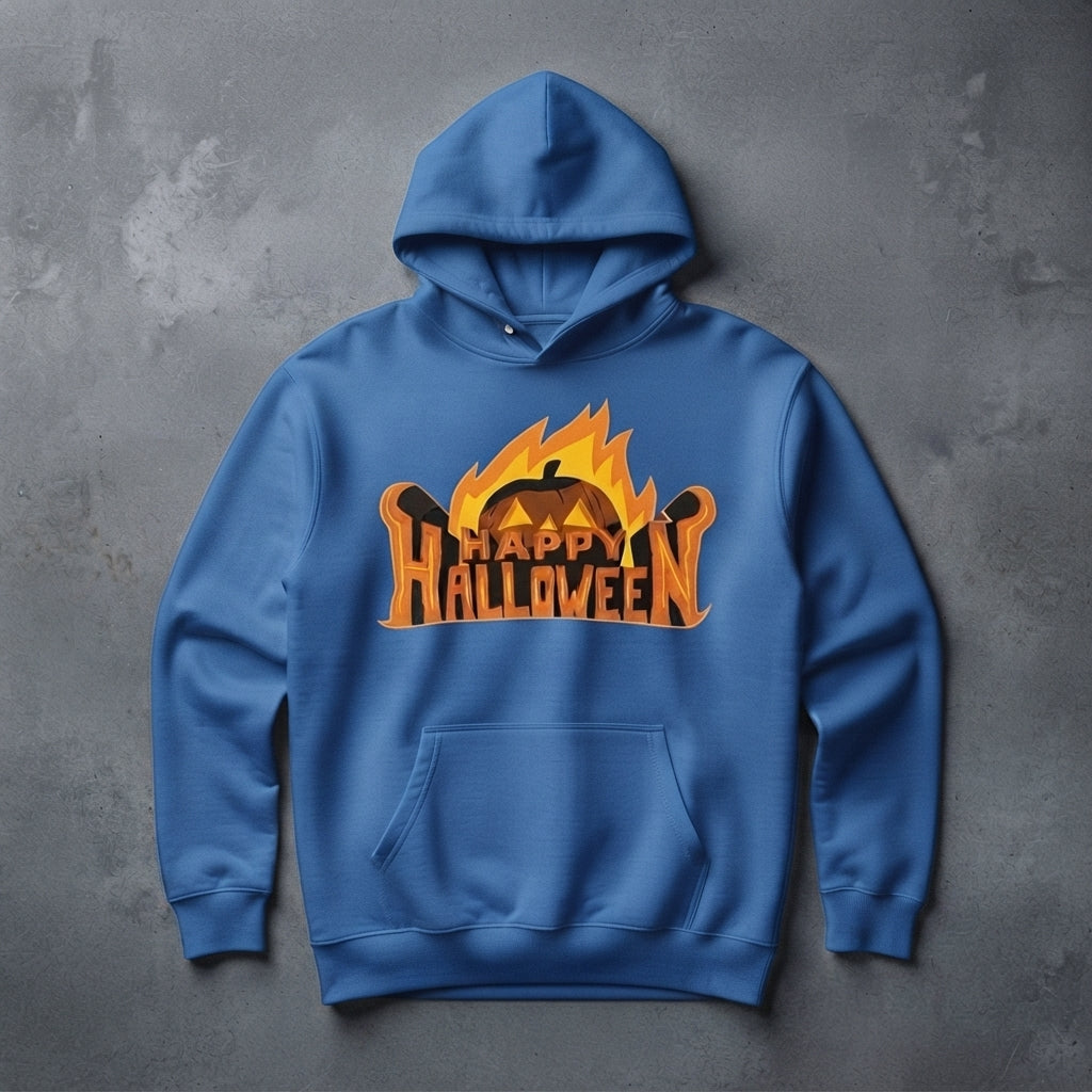 Fiery Happy Halloween Pumpkin Hoodie – Matching Group Halloween Pullover