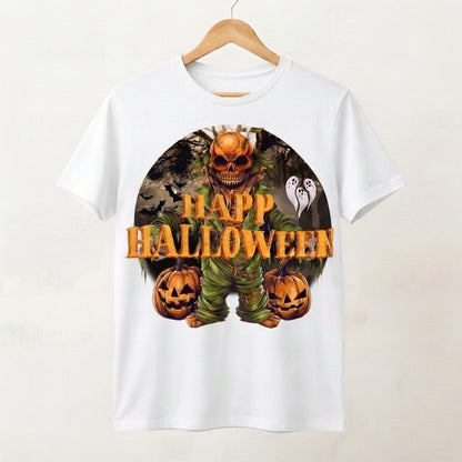 Scarecrow Pumpkin Skull Halloween T-Shirt – Creepy Horror Graphic Tee