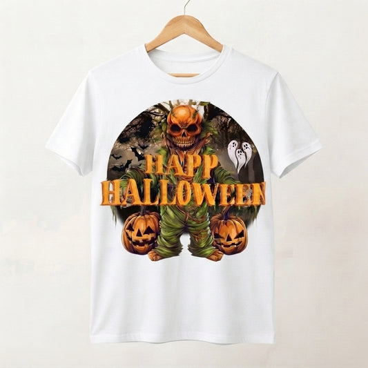 Scarecrow Pumpkin Skull Halloween T-Shirt – Creepy Horror Graphic Tee
