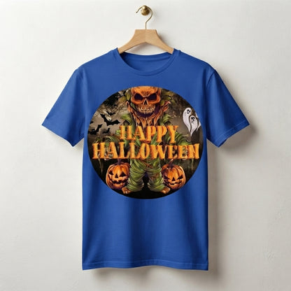 Scarecrow Pumpkin Skull Halloween T-Shirt – Creepy Horror Graphic Tee