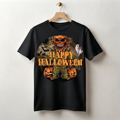 Scarecrow Pumpkin Skull Halloween T-Shirt – Creepy Horror Graphic Tee