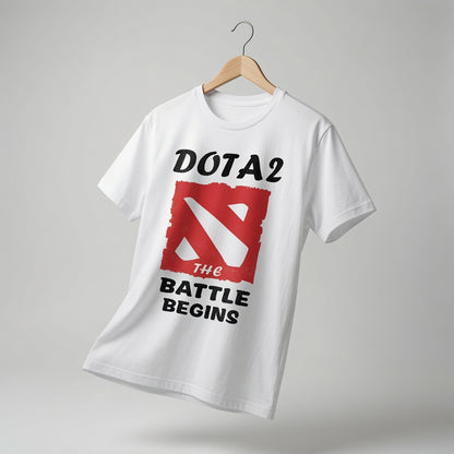 Dota 2 T-Shirt The Battle Begins Gaming Graphic Tee MOBA Gamer Gift Men's Black
