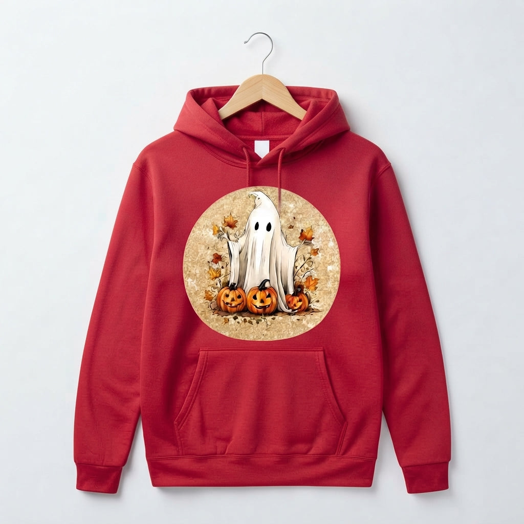 Vintage Sheet Ghost Autumn Pumpkins Fall Halloween Graphic Pullover Hoodie