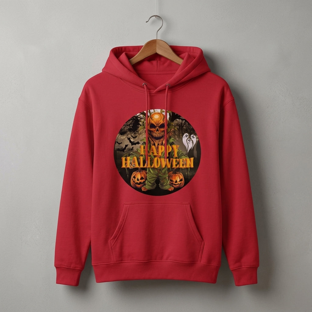 Happy Halloween Evil Pumpkin Monster Scary Bats Pullover Hoodie