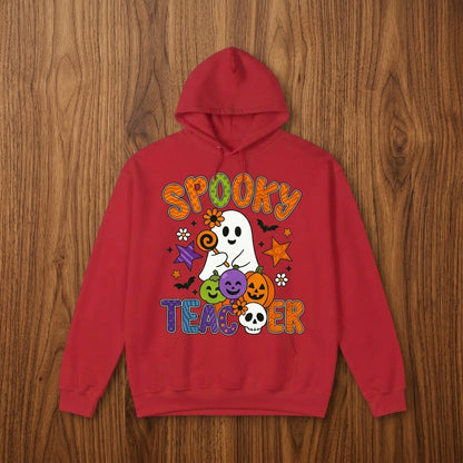 Spooky Teacher Ghost Pumpkins Retro Halloween Graphic Pullover Hoodie