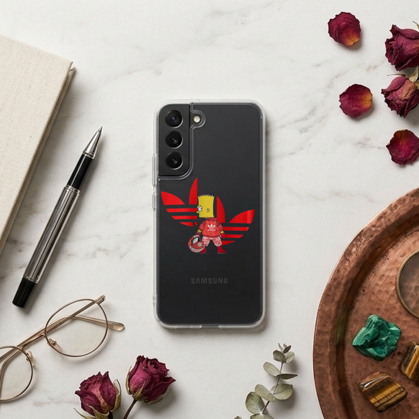 Red Bart Simpson x Adidas Clear Phone Case for Samsung Galaxy