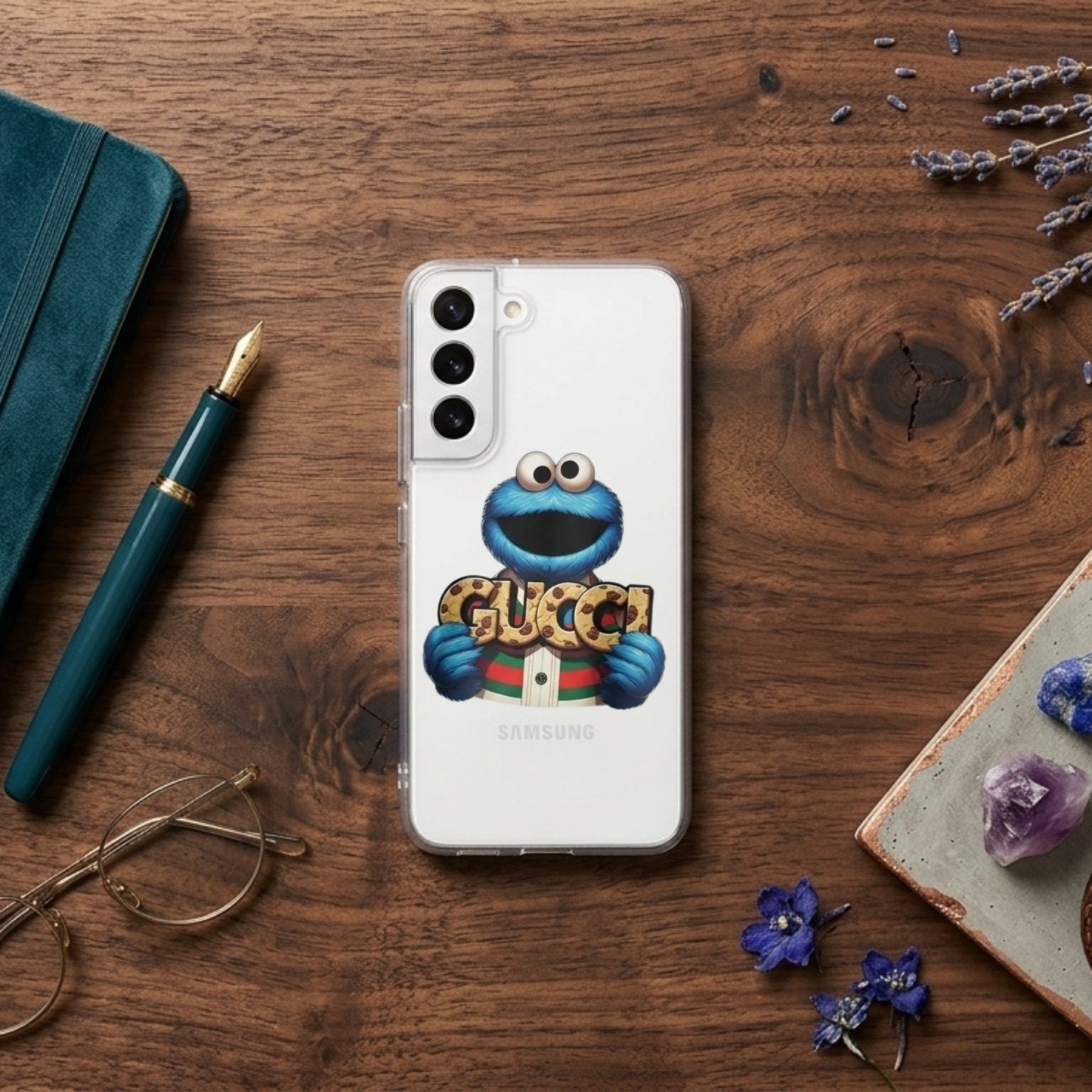 Clear Samsung Galaxy Case – Designer Cookie Monster Graphic Cover