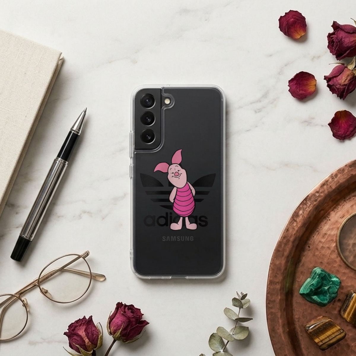 Cute Piglet x Adidas Clear Phone Case for Samsung Galaxy