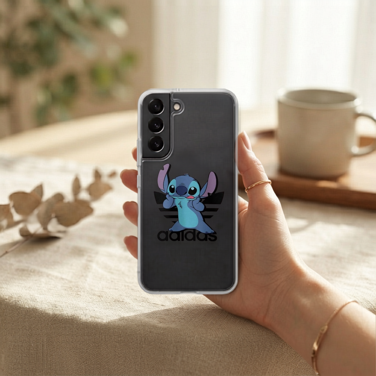 Cute Stitch x Adidas Clear Phone Case for Samsung Galaxy