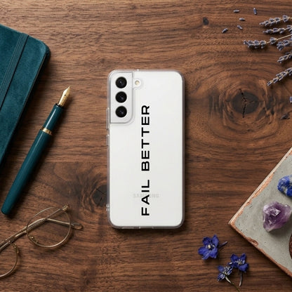 "FAIL BETTER" Motivational Quote Clear Phone Case – Minimalist Typography Cover