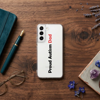 "Proud Autism Dad" Clear Phone Case – Minimalist Typography Cover