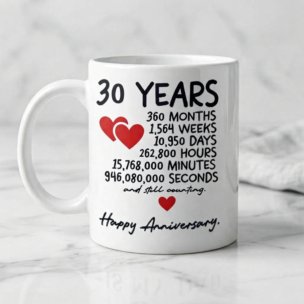 Happy Anniversary Ceramic Coffee Mug, Milestone Gift Mug 11oz for Couple, Husband & Wife