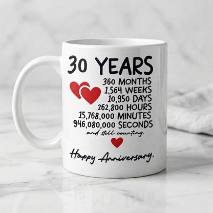 Happy Anniversary Ceramic Coffee Mug, Milestone Gift Mug 11oz for Couple, Husband & Wife