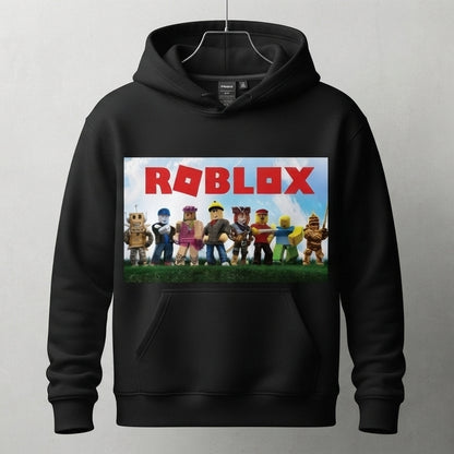 Roblox Gaming Hoodie Black White Pullover Graphic Sweatshirt Kids Unisex Gear